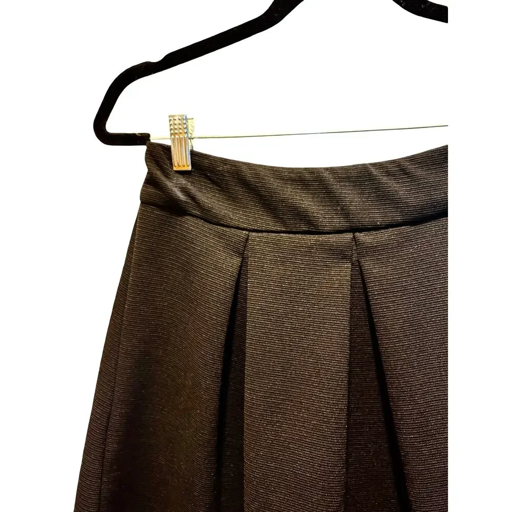 The Limited Black Pleated Fit Flare Skirt Womens Size 4 Back Zip Stretch